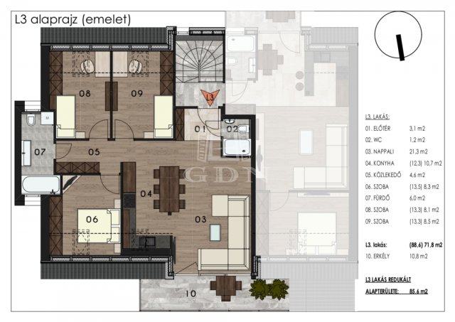 Kiadó téglalakás, albérlet, Komáromban 550 E Ft / hó, 3 szobás