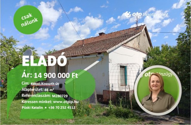 Eladó családi ház, Kétpón 14.9 M Ft, 1+2 szobás