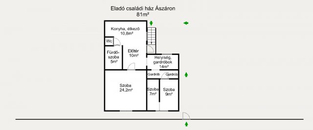 Eladó családi ház, Ászáron 35 M Ft, 2 szobás