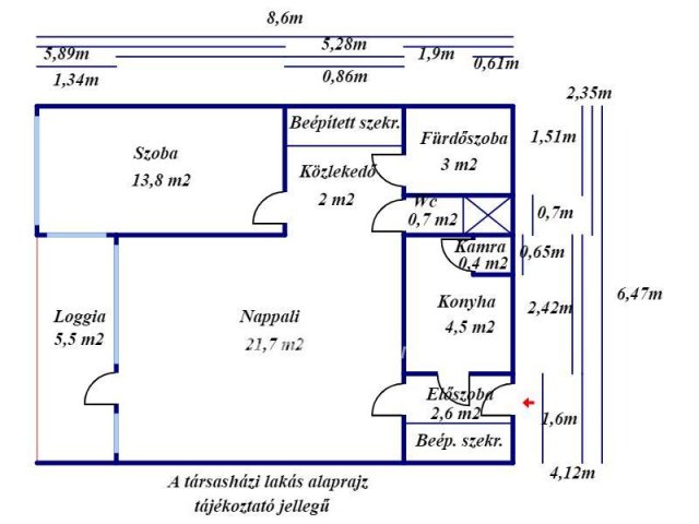 Eladó téglalakás, Szolnokon 21.5 M Ft, 2 szobás