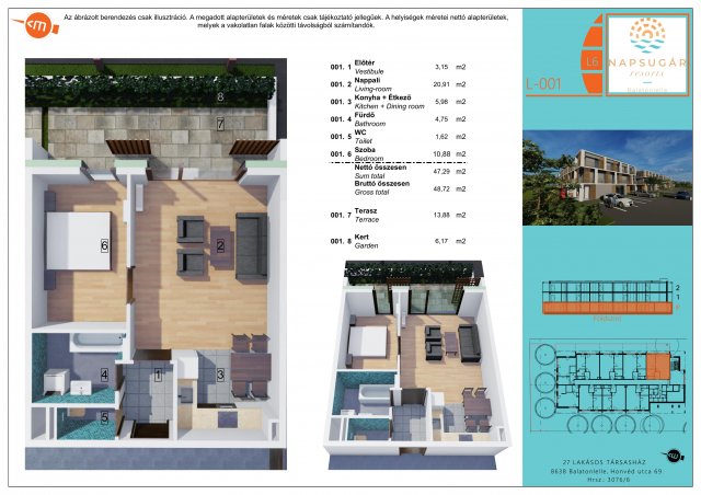 Eladó téglalakás, Balatonlelleén 59.99 M Ft, 2 szobás