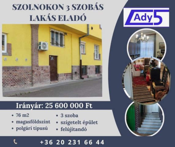 Eladó téglalakás, Szolnokon, Baross utcában 25.6 M Ft, 3 szobás