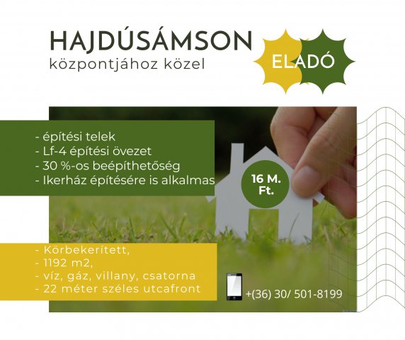 Eladó telek, Hajdúsámsonon 16 M Ft / költözzbe.hu