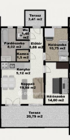 Eladó sorház, Kiskunlacházán 47.9 M Ft, 3 szobás