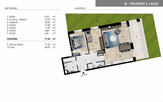 Eladó téglalakás, Balatonföldváron 148.5 M Ft, 3 szobás