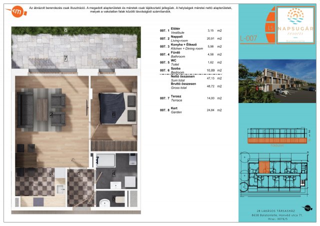 Eladó téglalakás, Balatonlelleén 59.99 M Ft, 2 szobás