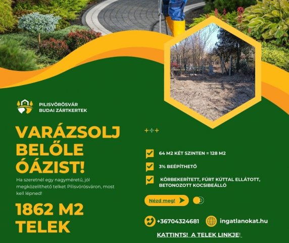 Eladó telek, Pilisvörösváron, Szivárvány utcában 22 M Ft