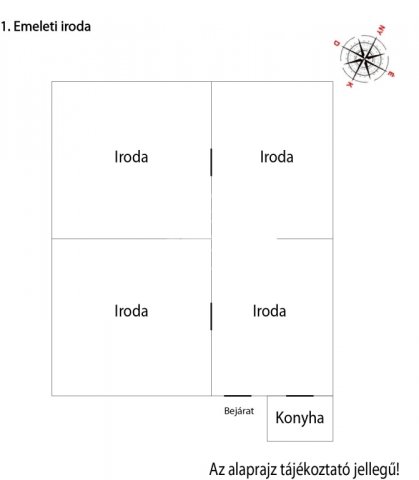 Kiadó iroda, Vácon 64 E Ft / hó, 3 szobás / költözzbe.hu