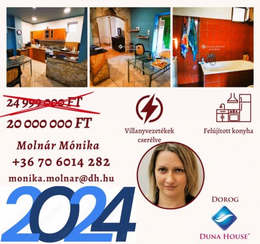 Eladó családi ház, Únyon 20 M Ft, 3 szobás
