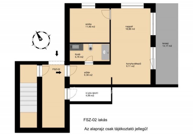 Eladó téglalakás, Nemesvámoson 63.1 M Ft, 1+1 szobás