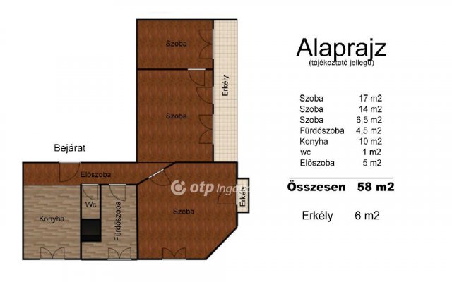 Eladó téglalakás, Csornán 44.9 M Ft, 2+1 szobás