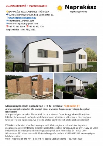 Eladó családi ház, Máriakálnokon 73.8 M Ft, 3+1 szobás