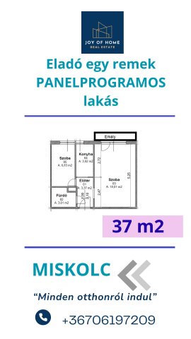 Eladó panellakás, Miskolcon 21.9 M Ft, 1+1 szobás