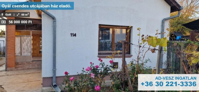 Eladó családi ház, Gyálon 56 M Ft, 2 szobás
