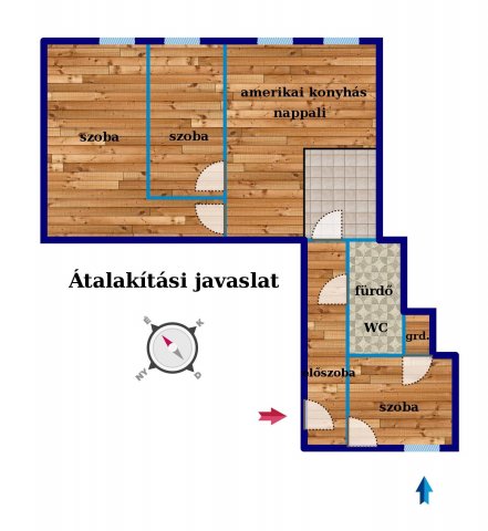Eladó téglalakás, Budapesten, VI. kerületben 54.9 M Ft, 2 szobás