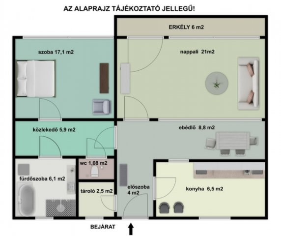 Kiadó téglalakás, albérlet, Vácon 250 E Ft / hó, 2 szobás