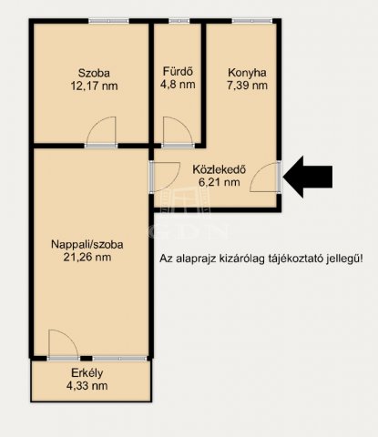 Eladó téglalakás, Gyöngyösön 28.8 M Ft, 2 szobás