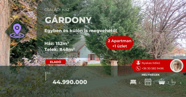 Eladó családi ház, Gárdonyban 44.99 M Ft, 5 szobás