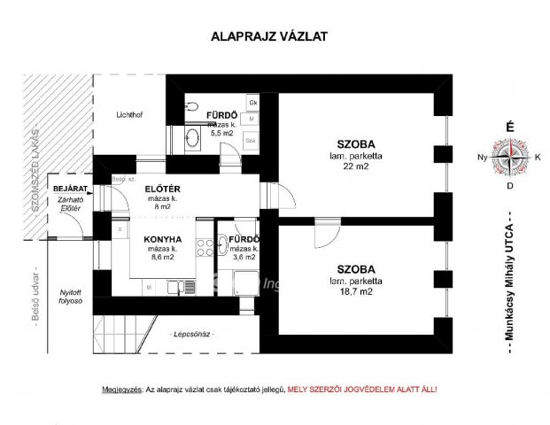 Eladó téglalakás, Budapesten, VI. kerületben 59.9 M Ft, 2 szobás
