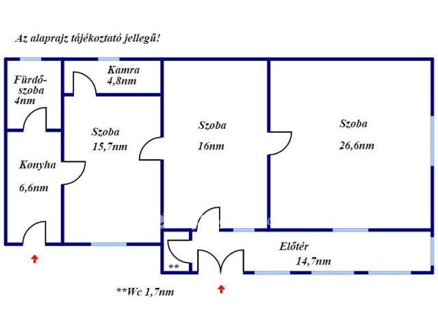 Eladó családi ház, Kisújszálláson 5.6 M Ft, 3 szobás