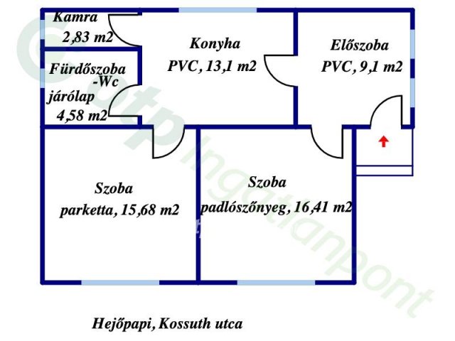 Eladó családi ház, Hejőpapin 15.9 M Ft, 2 szobás