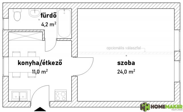Eladó téglalakás, Szegeden 25 M Ft, 1 szobás