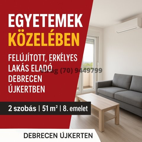 Eladó panellakás, Debrecenben 52.5 M Ft, 2 szobás