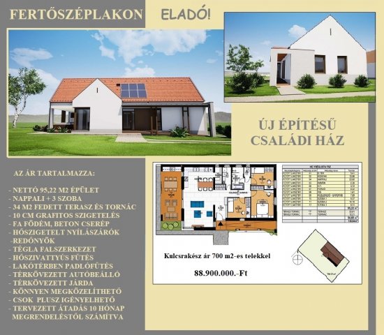 Eladó családi ház, Fertőszéplakon 88.9 M Ft, 4 szobás