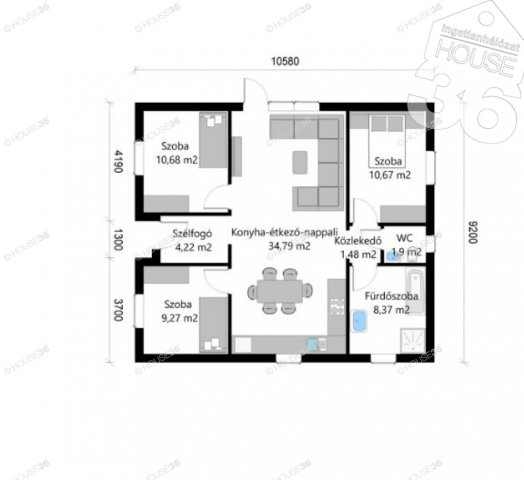 Eladó családi ház, Ballószögön 67.99 M Ft, 4 szobás
