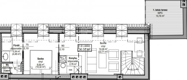 Eladó téglalakás, Budapesten, VI. kerületben 70.3 M Ft, 2 szobás