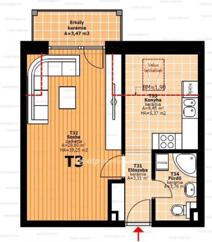 Eladó téglalakás, Hegyeshalomban 29.4 M Ft, 1 szobás