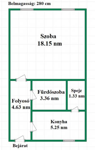 Eladó téglalakás, Vácon 35.9 M Ft, 1 szobás