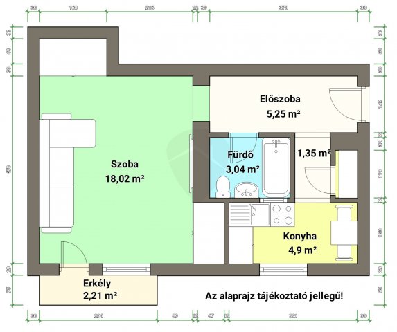 Eladó téglalakás, Vácon, Mező utcában 32.5 M Ft, 1 szobás