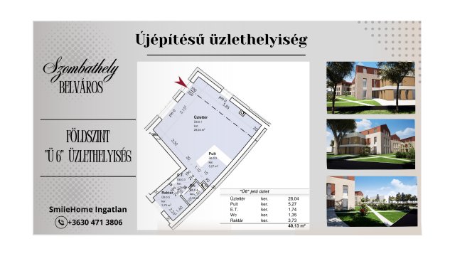 Eladó üzlethelyiség, Szombathelyen 40.13 M Ft, 2 szobás