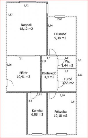 Eladó téglalakás, Kecskeméten 49.9 M Ft, 1+2 szobás
