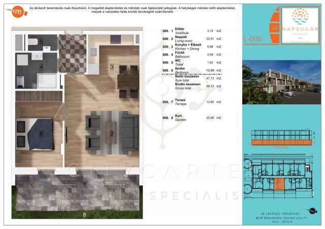 Eladó téglalakás, Balatonlelleén 63.99 M Ft, 3 szobás