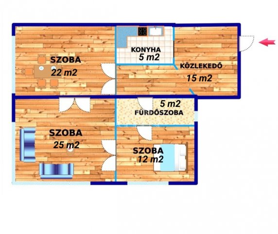 Eladó téglalakás, Budapesten, VI. kerületben 98.5 M Ft, 3 szobás