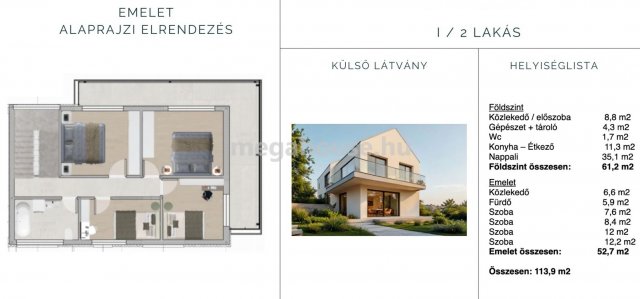 Eladó ikerház, Budaörsön 169.9 M Ft, 4 szobás