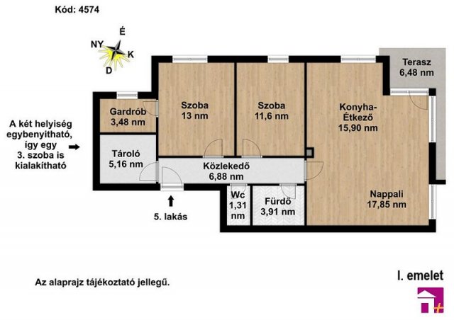 Eladó téglalakás, Érden 79.9 M Ft, 3 szobás