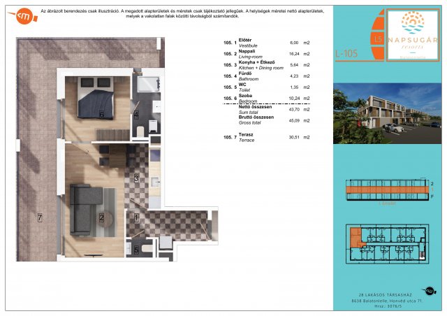 Eladó téglalakás, Balatonlelleén 74.99 M Ft, 2 szobás