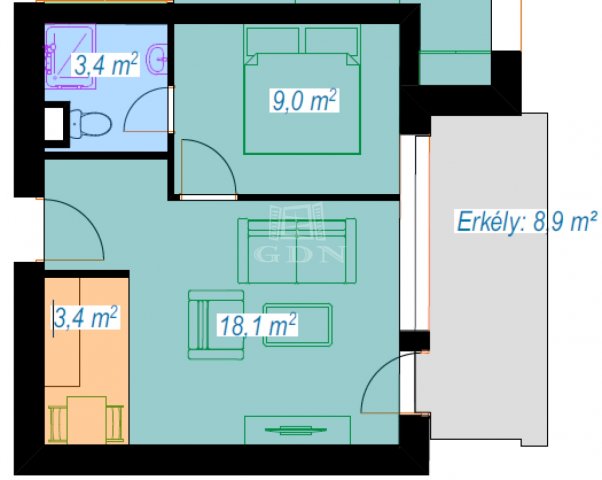 Eladó téglalakás, Isaszegen 38.5 M Ft, 1+1 szobás