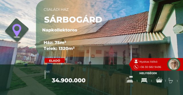 Eladó családi ház, Sárbogárdon 34.9 M Ft, 2 szobás