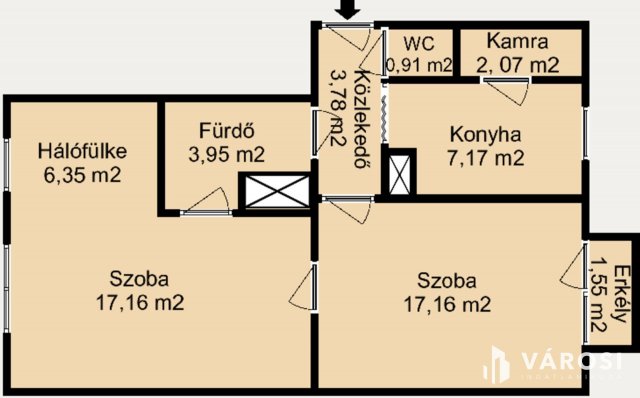 Eladó téglalakás, Hódmezővásárhelyen 26.8 M Ft, 2+1 szobás