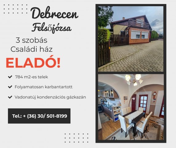 Eladó családi ház, Debrecenben 71.9 M Ft, 3 szobás