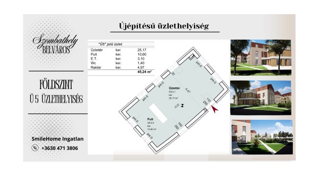 Eladó üzlethelyiség, Szombathelyen 40.13 M Ft, 2 szobás