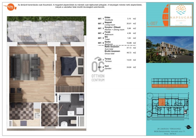 Eladó téglalakás, Balatonlelleén 59.99 M Ft, 2 szobás