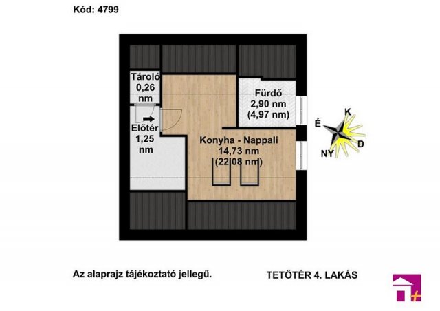 Eladó téglalakás, Érden 29.9 M Ft, 1 szobás