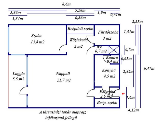 Eladó téglalakás, Szolnokon 21.5 M Ft, 2 szobás