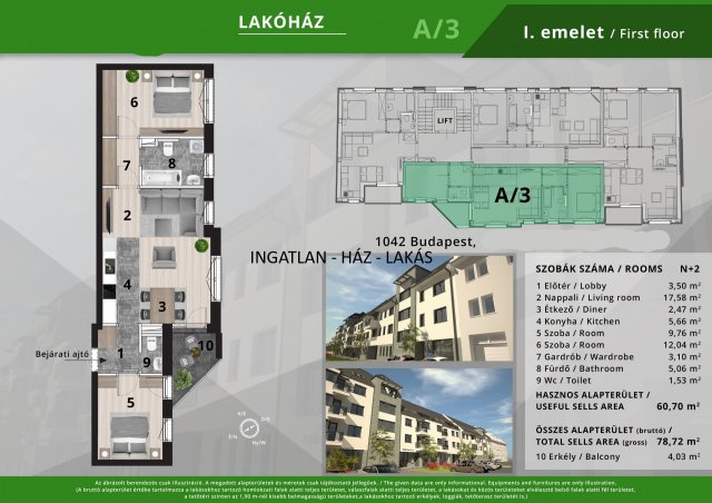 Eladó téglalakás, Budapesten, IV. kerületben 82.74 M Ft