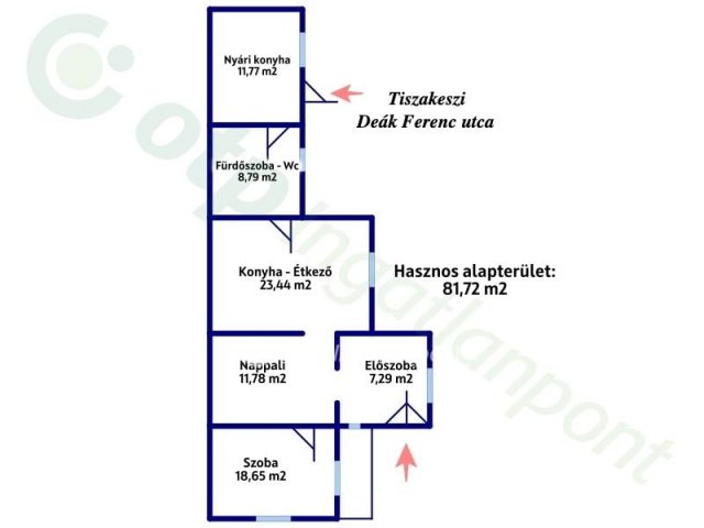 Eladó családi ház, Tiszakeszin 9 M Ft, 2 szobás